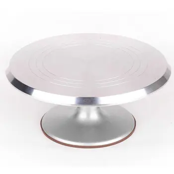 

Round Rotating Cake Platform Stainless Steel Cake Swivel Plate With Silicone Base Durable Revolving Decoration Stand