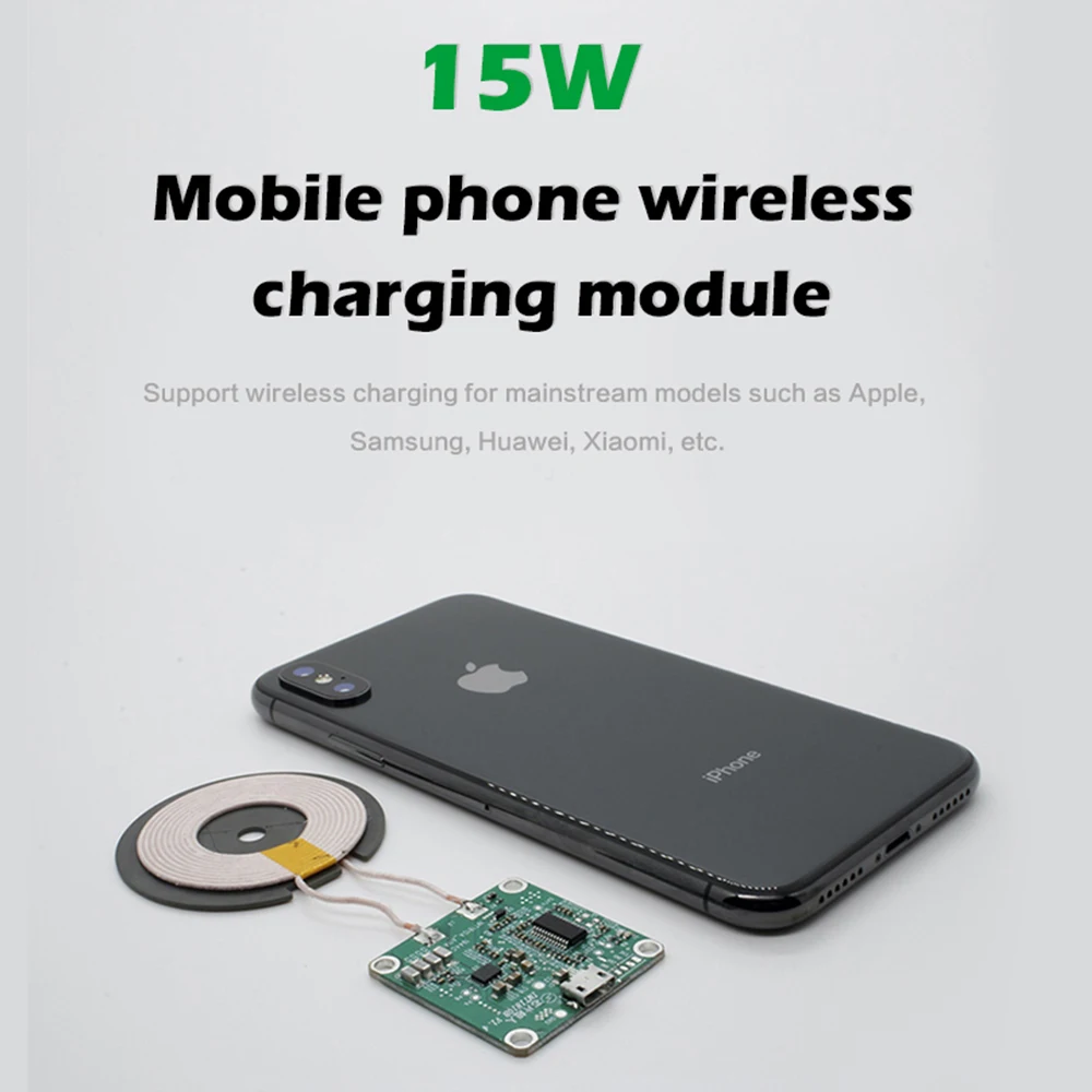 

15W Android Apple QI wireless charging solution board 1cm long-distance 12V input wireless charging transmitter module