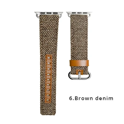 Brown denim Ремешок для наручных часов Apple Watch Series 5/4/3/2/1 кожаная Петля ремешок браслет наручные совместимый для наручных часов iWatch, ремешок 44/40/42/38 мм Аксессуар-ремешок - Цвет ремешка: Brown denim