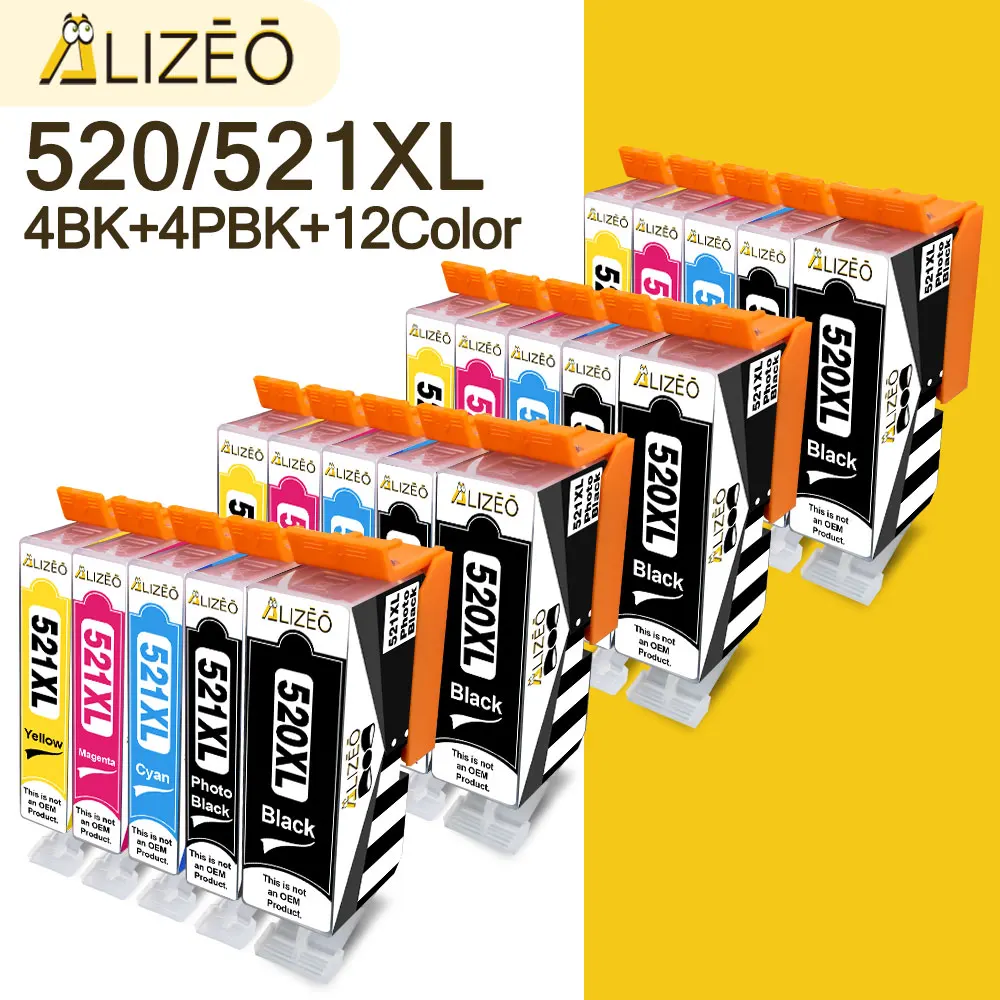 2-20 Pezzi Compatibili Pgi-520 Cartuccia D'Inchiostro Pgi 520Bk 521 Per Stampante Canon Pixma Mp640 Mp980 Mp990 Mp1900 Mx860 Mx87