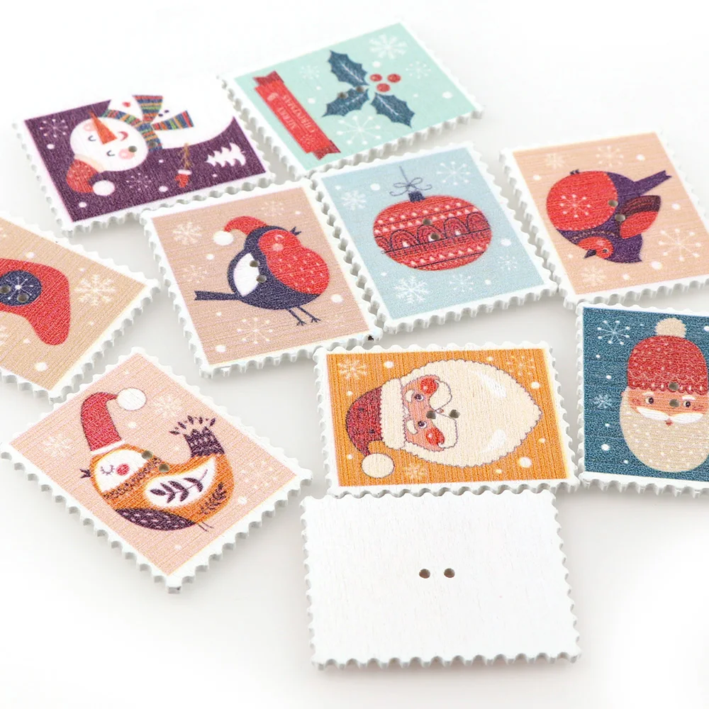 Деревянные пуговицы для одежды 30 шт./лот высокое качество рождественские штампы