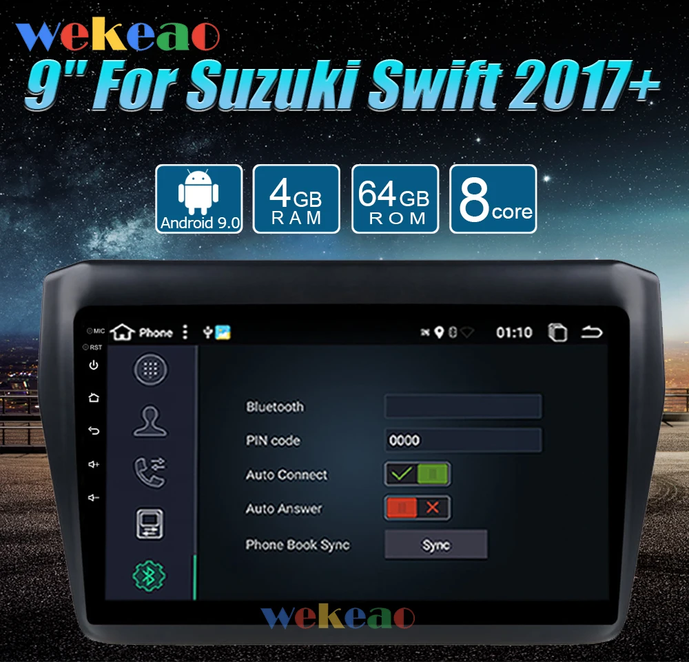 Wekeao сенсорный экран " Android 9,0 Автомагнитола для Suzuki Swift Android авто gps навигация