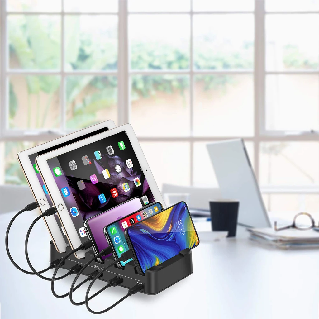 3.0A 5-портовый USB зарядное устройство кронштейн Быстрая зарядка ЕС США штекер Мобильный планшет смарт настольная зарядная станция Док-станция с 5 зарядными кабелями