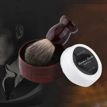 

3Pcs Shaving Set Faux Hair Shaving Brush & Wooden Brush Bowl & Handmade Shaving Soap 3 in 1 Professional Shaving Tool Kit