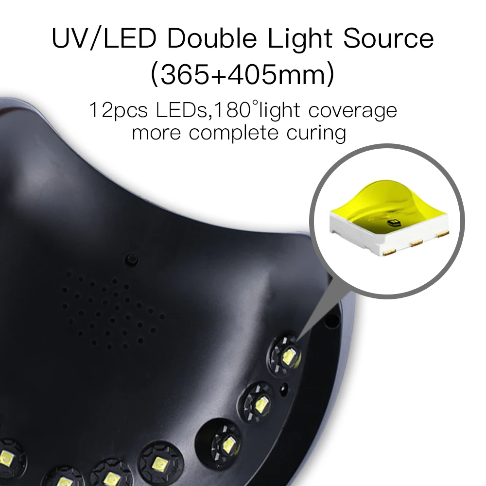 Conduziram o Secador do Unha Cura a Lâmpada as Lâmpadas de Cura do Verniz do Prego 36 w Luz uv Que 6 secador do prego que cura a lâmpada