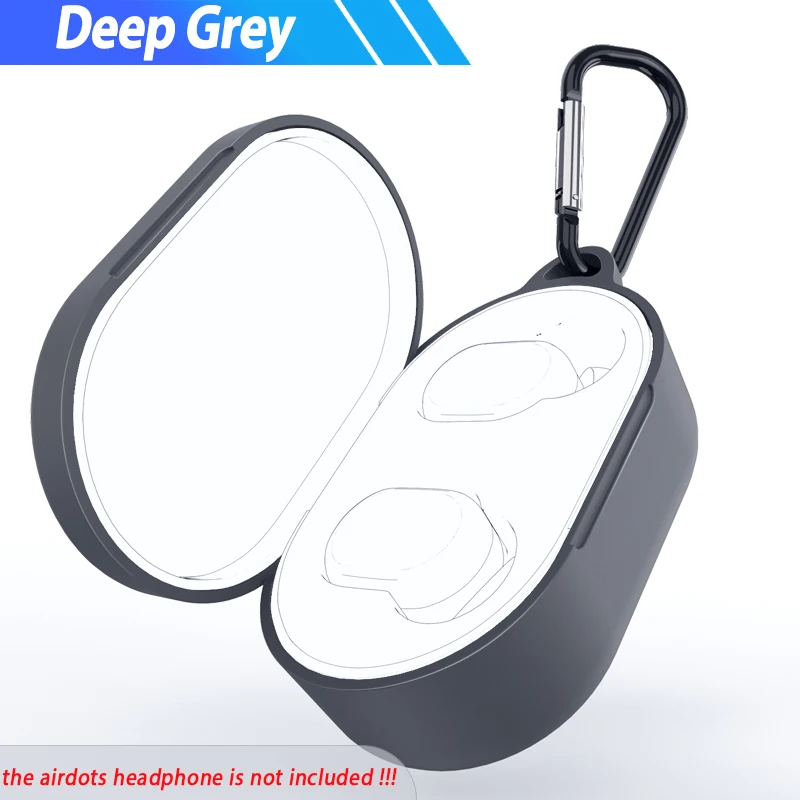 Защитный чехол для Red mi AirDots mi Air Dots, силиконовый чехол с карабином, беспроводной чехол с Bluetooth для Xiao mi Red mi AirDots - Цвет: Gray