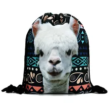 New Fashion Women Backpack 3D Printing Travel Softback Women Llama Aztec Drawstring Bag Mens Backpacks Girls Backpack