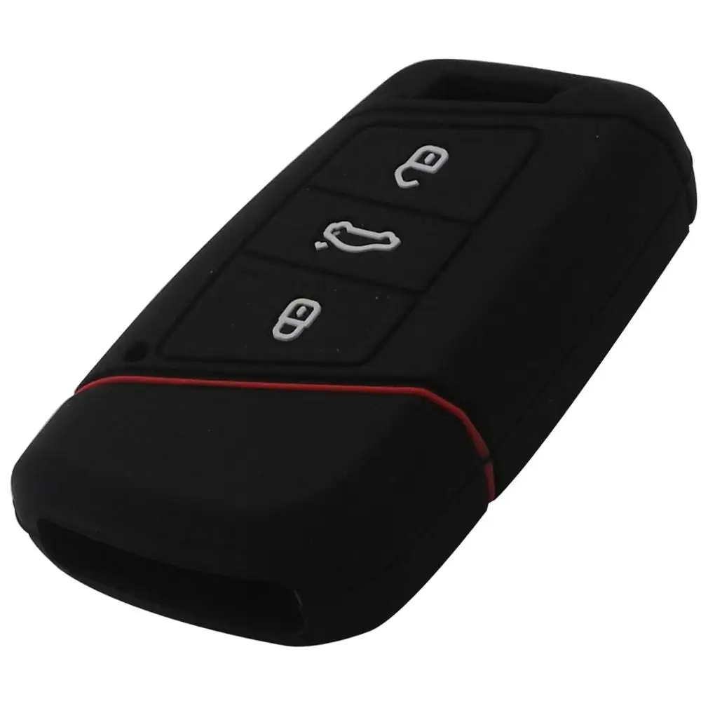 Black Bilchave 50 шт. 3 кнопки силиконовый чехол для ключей Крышка для Volkswagen VW Magotan Passat B8 Skoda A7 - Название цвета: Black