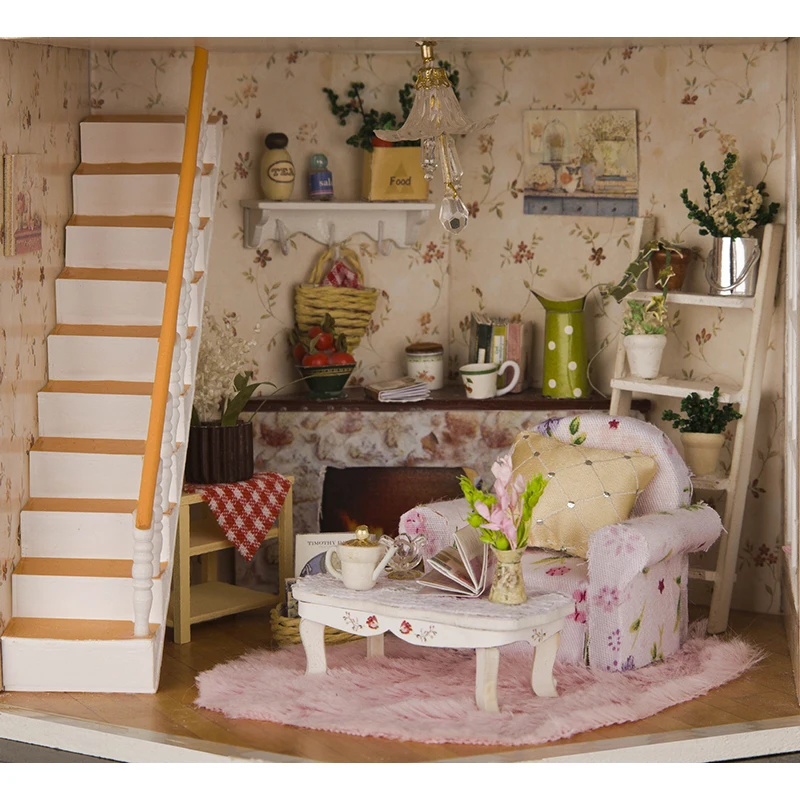DIY кукольный домик Миниатюрный Кукольный домик аксессуары мини домик жажда замок розовый дом принцессы подарок на день рождения для девочек
