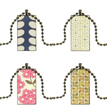 

EJ Glaze Custom Orla Kiely Folio Fashion Necklace Handmade Rectangle Shape Choker Necklace Jewelry Multi Designs For Women Men