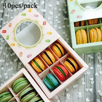 

10pcs Macarons Box Packaging Box With Clear Window Portable Macaron Box Containers Storage Case For Dessert Shop Party Favors