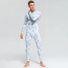 Зимняя теплая рубашка, мужские компрессионные камуфляжные флисовые кальсоны, термобелье, мужской комплект, одежда для фитнеса, Рашгард для MMA