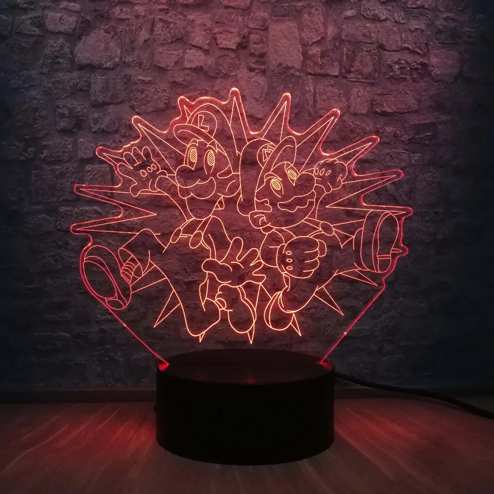 Прямая Led ночник игра Супер Марио Настольная 3d лампа 7 красочных изменений крутой подарок для детей Детская Спальня украшение