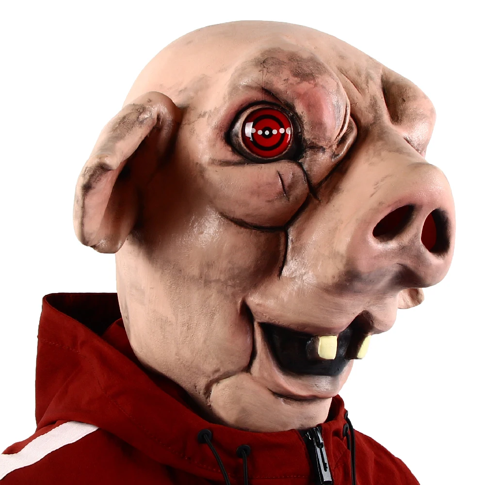 Scary Pig Mask Full Head Latex Masks Movie Saw Pig Helmets Halloween Bloody Fancy Props