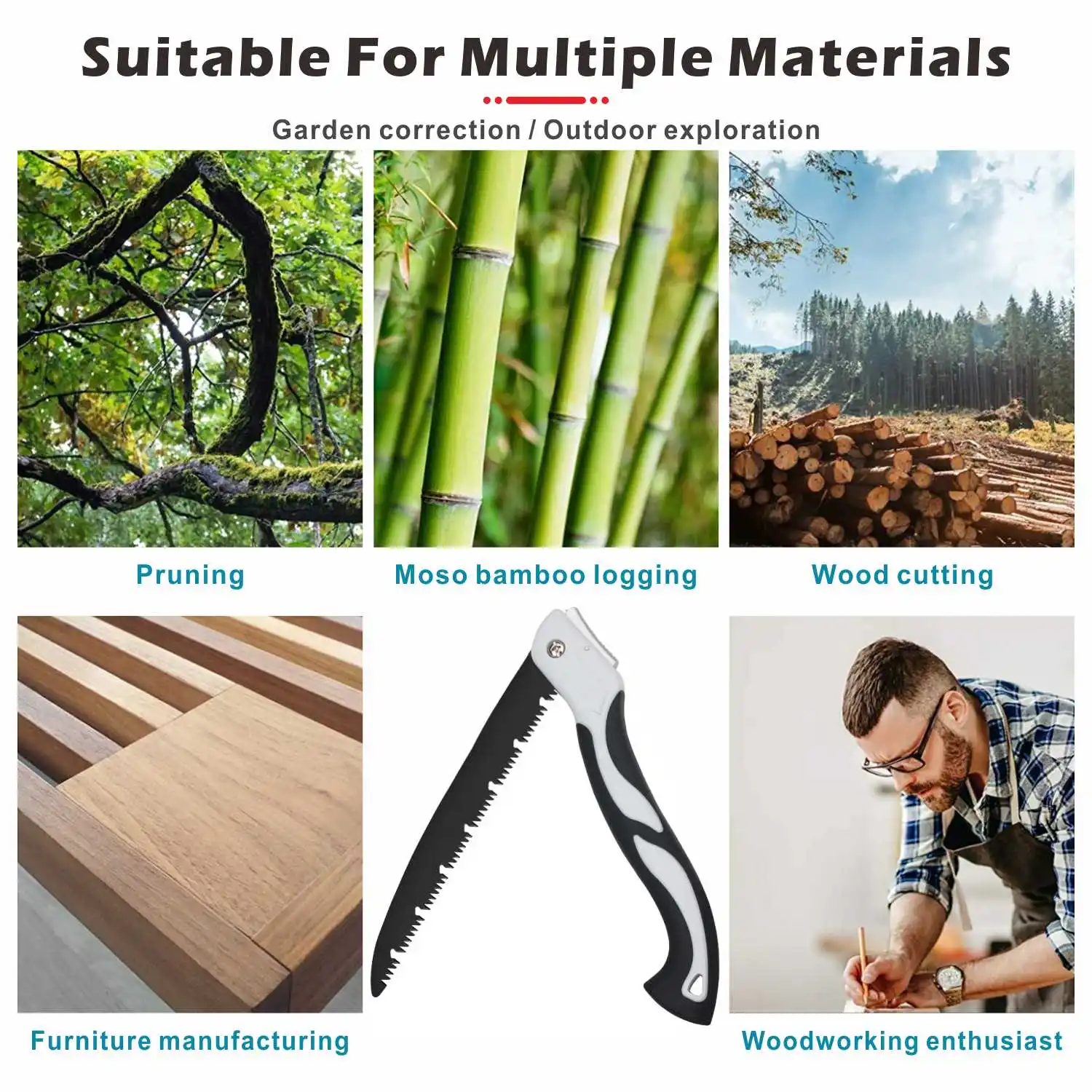 Wood Folding Saw Outdoor For Camping SK5 Trees Chopper Garden Tools Knife Hand U-Shaped Turbine Professional Hand Saw 6