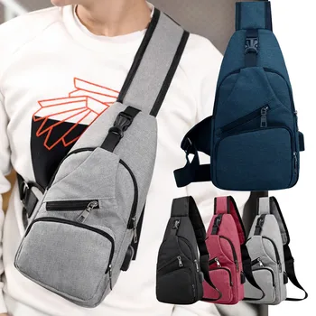 

Nerka Saszetka Waist Packs Unisex Fashion Multifunction Crossbody Bag Outdoor Casual Polyester Chest Bag with USB Marsupio uomo