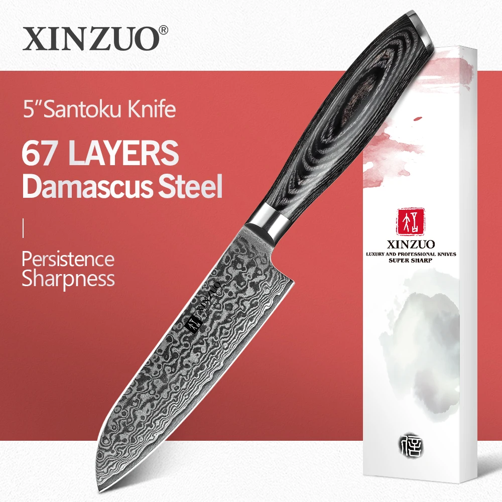 Нож шеф повара VG10 из дамасской нержавеющей стали 5 дюймов 67 слоев|japan chef knife|santoku