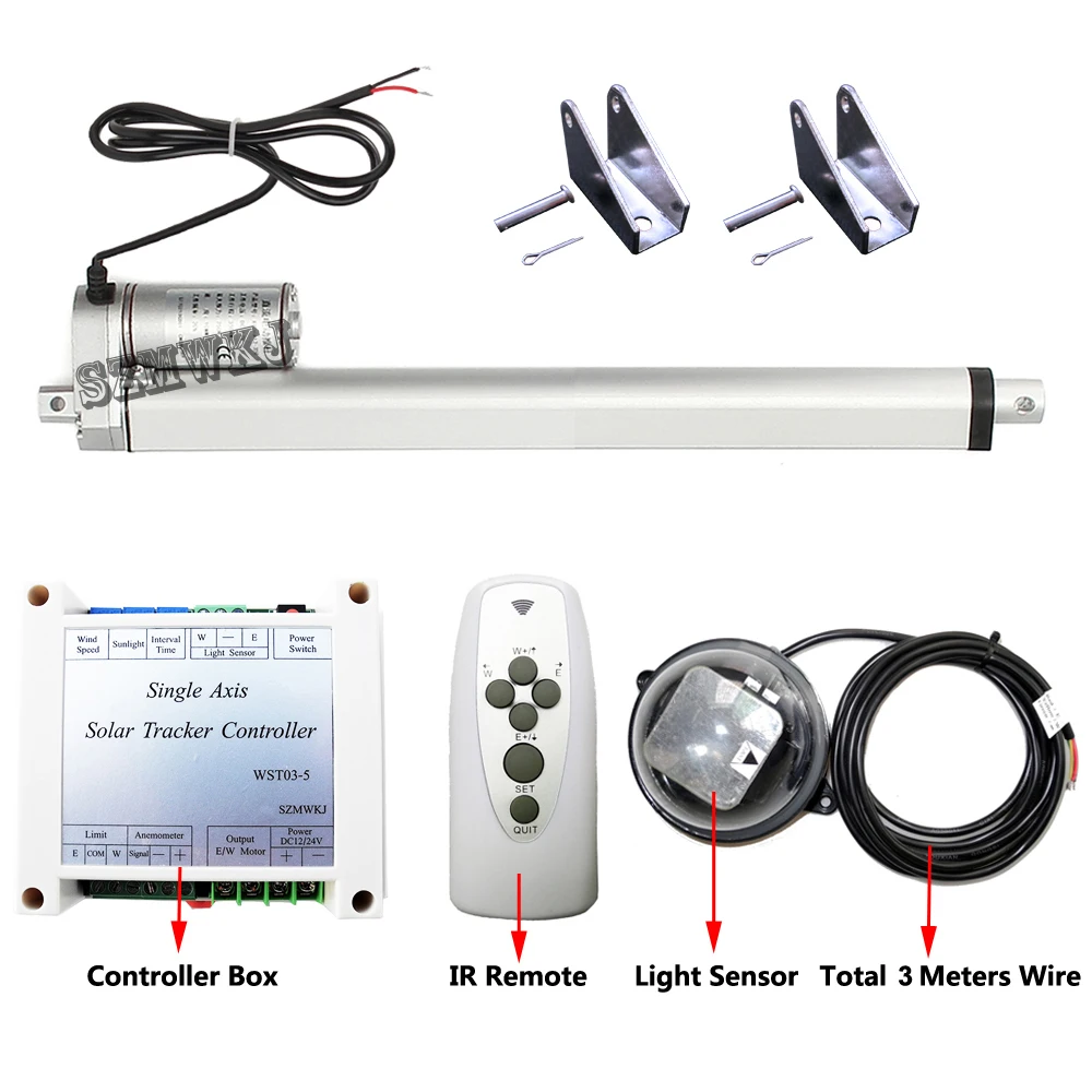 

1KW Solar Tracker-Single Axis Solar Tracking System-300mm 12" Linear Actuator &Light Sensor &Remote for 1000W Solar Panel Module