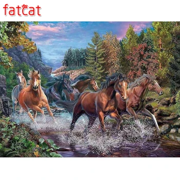 

FATCAT Diamond Embroidery Forest Horse Animals Diy Diamond Painting Full Square Round Resin Picture Home decoration Gift AE746
