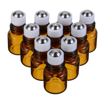 

20pcs 1ml Amber Empty Roll on Glass Roller Bottle For Essential Oil Refillable Perfume Roller Ball Bottle Easy Carry