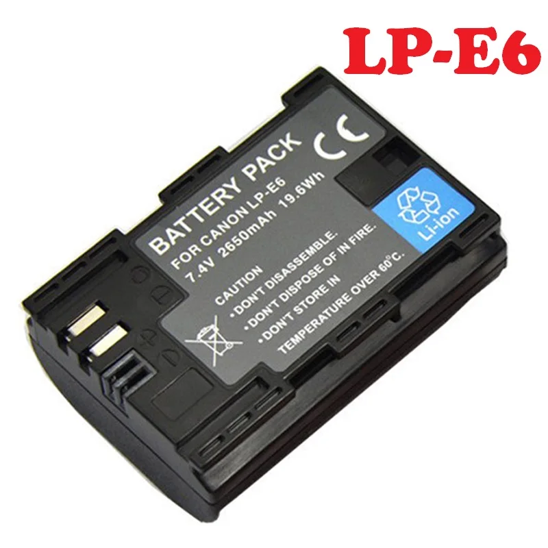 Горячая 2x2650 mAh LP-E6 LP E6 LPE6 Аккумулятор для камеры Canon 5D Mark II III 7D 60D EOS 6D 70D 80D аксессуары для canon