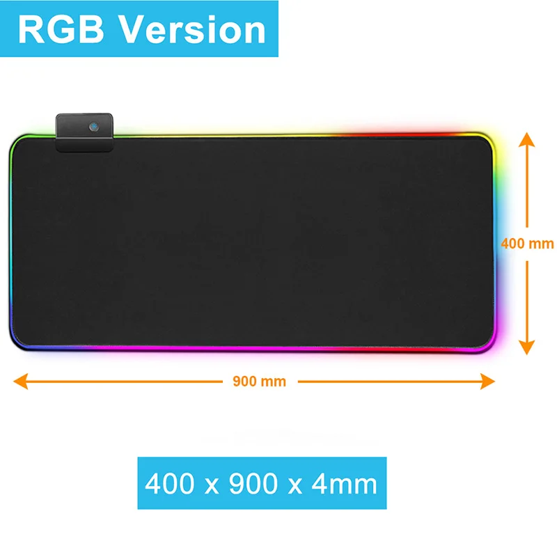 RGB игровой коврик для мыши, компьютерный коврик для мыши, большой коврик для мыши xxl, большой игровой коврик для мыши, светодиодный коврик для мыши с подсветкой, коврик для мыши с клавиатурой - Цвет: RGB 400 x 900 x 4 mm