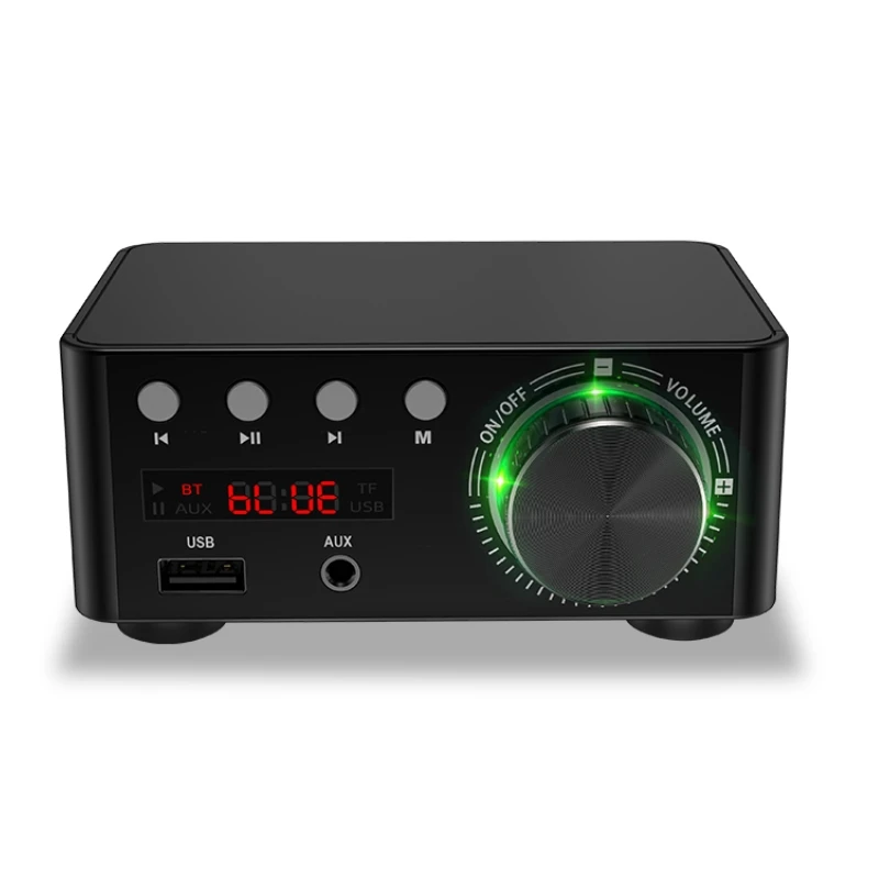 HIFI Bluetooth 5,0 цифровой усилитель мощности аудио Плата 50WX2 стерео усилитель Amplificador домашний кинотеатр USB TF карта плеер - Цвет: Black