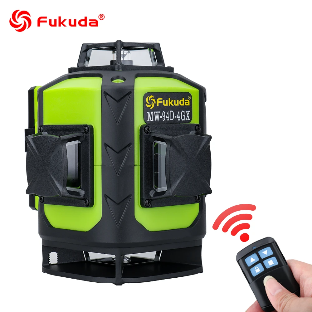 FUKUDA Niveau Laser 16 Lignes 4D /à nivellement Automatique Ajustement Horizontal et Vertical /à 360 degr/és T/él/écommande pour visibilit/é Plus /élev/ée,Vert,16Line