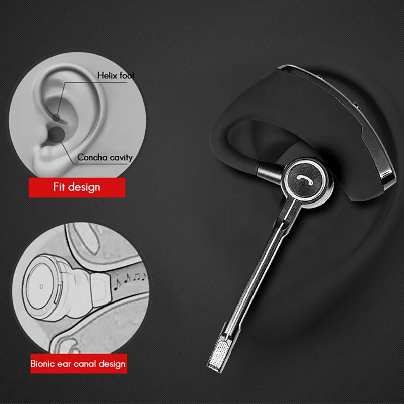 Wireless Bluetooth Headset Hanging Ear Business Headset Voice Control Voice Report Wireless 4 1 Bluetooth Headset