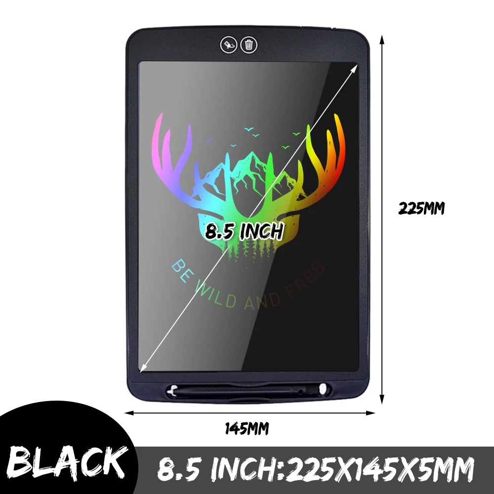 8.5 inch black 12 ''ЖК-планшет, частично стирающаяся доска для рисования, электронная Толстая ручка, подсвечивающие колодки, цифровые планшеты с батареей - Цвет: 8.5 inch black