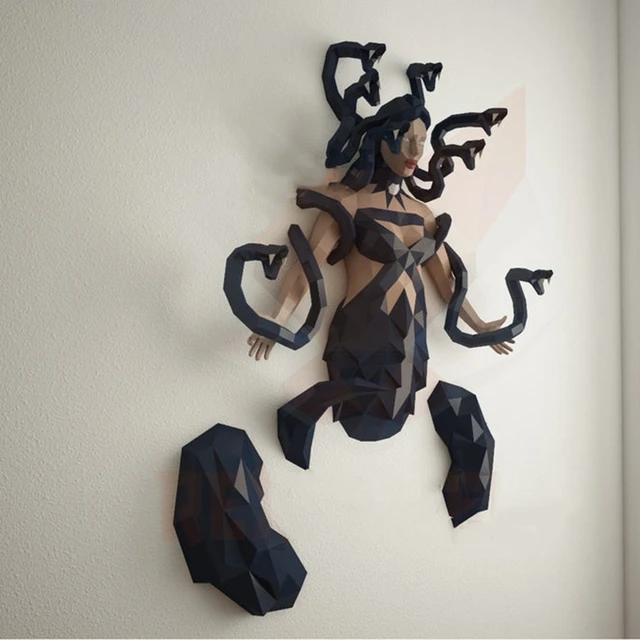 MEDUSA Papercraft DIY 3D Paper Model Sculpture Low Poly Manualidad Pepakura Greek Mythology Snake-Haired Gorgon Wall Decoration 5