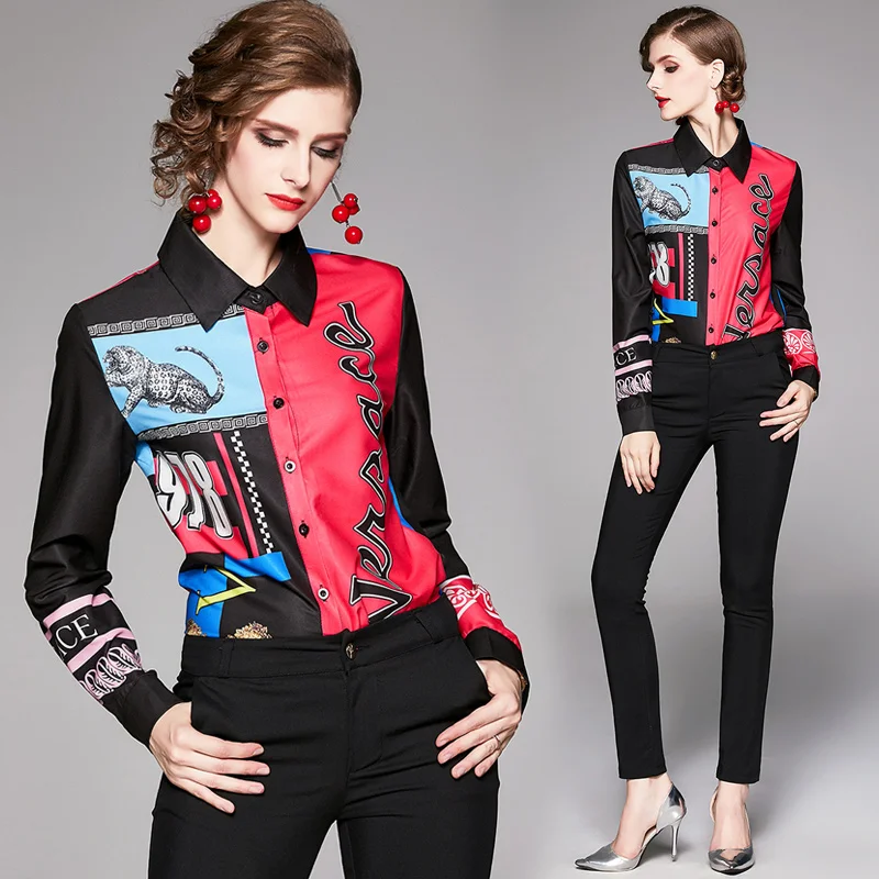 2019 Autumn Shirts Women Korean Full Sleeve Office Lady Blouse Print Womens Tops Women Long Sleeve Shirts Polo Collar 2019 Autumn Shirts Women Korean Full Sleeve Office Lady Blouse Print Womens Tops Women Long Sleeve Shirts Polo Collar