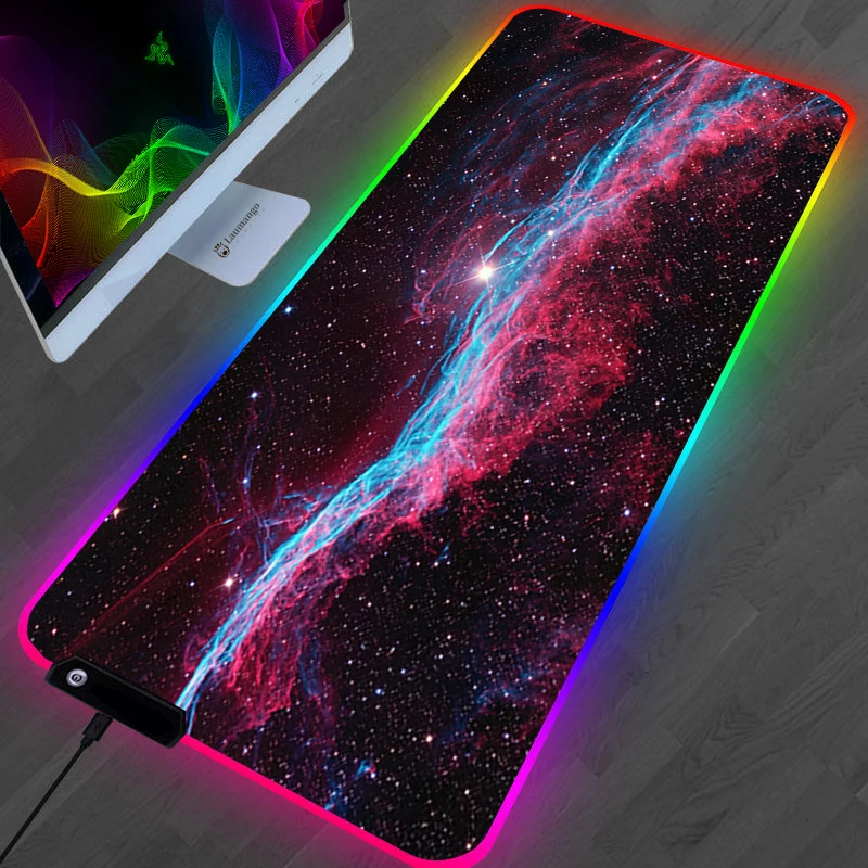 thumbnail image 1 of Alfombrilla de ratón RGB Galaxy Milky Way Kawaii Accesorios para juegos XL Alfombra PC Gamer Completo Computadora Varmilo Teclado Alfombrilla de escritorio Alfombrilla de ratón, 1 of 5