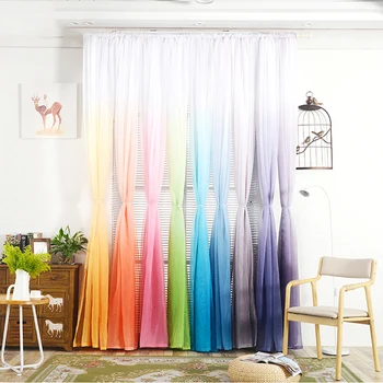 

Modern Gradient Color Tulle Window Screen Living Room Bedroom Tulle Curtain Hotel Decoration
