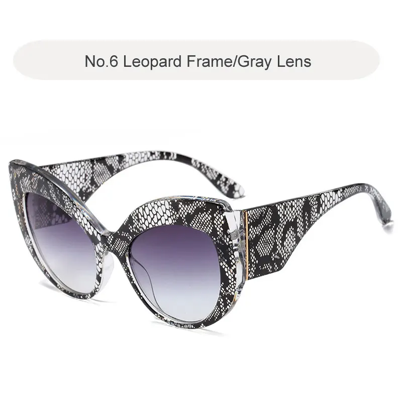 Винтажные большой кошачий глаз солнцезащитные очки женские большие черные тёмные очки сексуальные градиентные женские очки роскошный фирменный дизайн солнцезащитные очки Oculos - Цвет линз: C6 Leopard-Gray