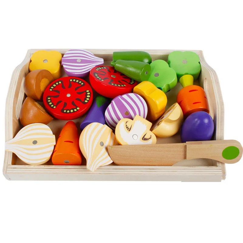 Новые Деревянные Кухонные Игрушки для раннего образования, разделочные фрукты, овощи, Обучающие пищевые игрушки для детей, девочек, для детей дошкольного возраста, подарки