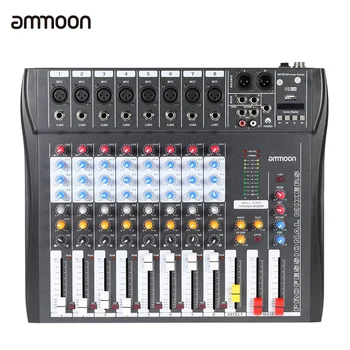 

ammoon CT80S-USB 8 Channel Digtal Mic Line Audio Mixing Mixer Console with 48V Phantom Power for Recording DJ Music Appreciation