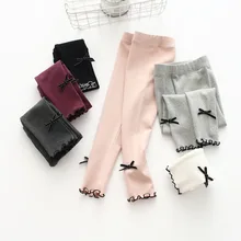 Г. Осенние новые стильные леггинсы в горошек с бантом в Корейском стиле для девочек