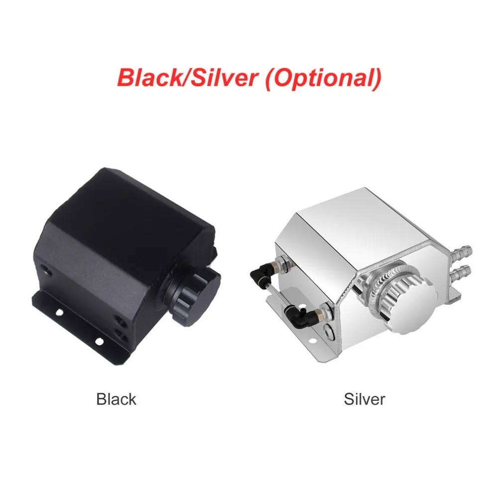 For Universal 1L Aluminium Alloy Engine Oil Fuel Catch Can Square Breather Tank Bottle Coolant Radiator Overflow Tank