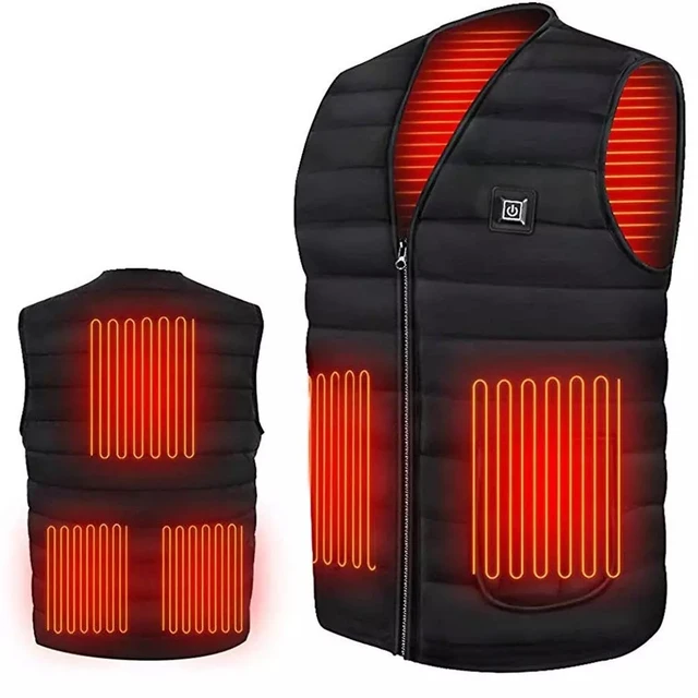 Men Autumn winter Smart heating Cotton Vest 9 area Heated V neck vest Women Outdoor Flexible Thermal Winter Warm Jacket M-7XL 2