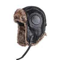 Winter Ushanka Hat Men Women's Pilot Aviator Bomber Trapper Hat Faux Fur Soft Leather Snow Cap with Ear Flaps Russian Hat 5