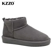  KZZO New Fashion Sheepskin Leather Snow Boots For Women Natural Wool Fur Lined Short Mini Winter Warm Casual Boots Ankle shoes 