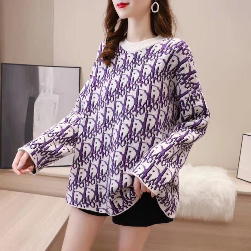 

Pullover Women Sweaters Autumn Printing Loose Women Sweater Knit Christmas Sweater Women's Jumper