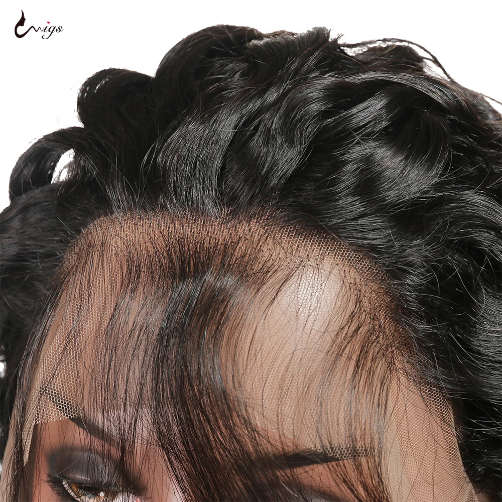 Onda de Água Frente do Laço Perucas de Cabelo Humano para Preto Uwigs Feminino Laço Frontal Peruca Brasileira Remy Cabelo Encaracolado Humano 13x4 3 Pacotes com 3/4 com fecho