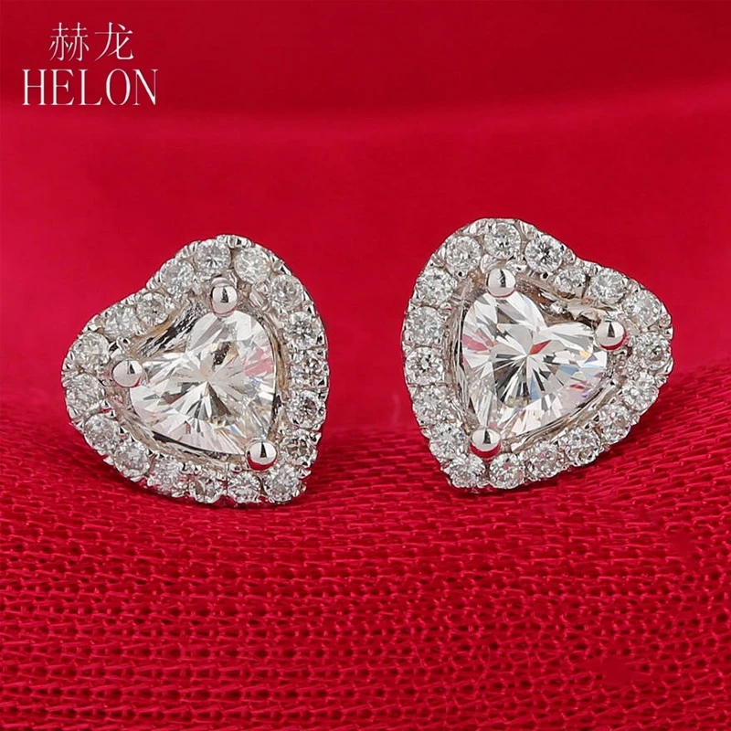 HeartCutMoissaniteStudEarringsSolid14KWhiteGoldVVSFGColorLabGrownMoissanite