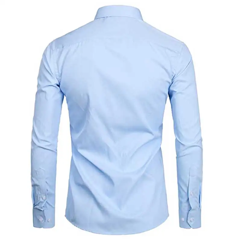 Camisas de vestir negras para hombre, camisa informal ajustada de manga  larga para negocios, Formal, de algodón, de marca de alta calidad|Camisas  informales| - AliExpress