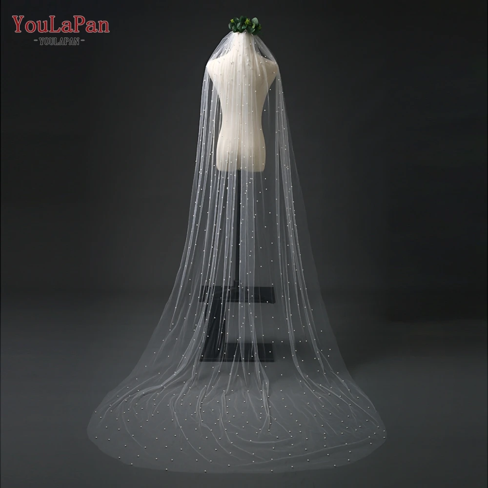 YouLaPan V05 0.75m Wedding Veils Luxury Pearl Bridal Veil with Comb One  Layer Elbow Length Veil Bridal Veil Pearl Short Veil
