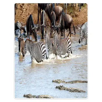 

Hommomh 60 X80 inch blanket polyester comfortable soft plush sofa portable blanket zebra & rhino drinking water