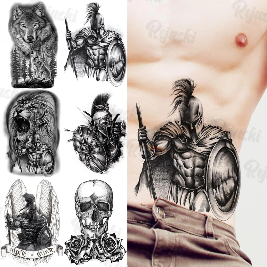 Black Knight Temporary Tattoos For Men Women Realistic Wolf Lion Skull War  Fake Tattoo Sticker Body Arm Tatoos Waterproof|Temporary Tattoos| -  AliExpress