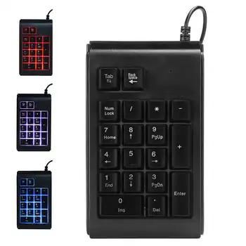 

19-key USB Wired Numeric Keypad Mechanical Blacklit RGB Number Pad Keyboard with Non-slip Foot Pads for Laptop Notebook